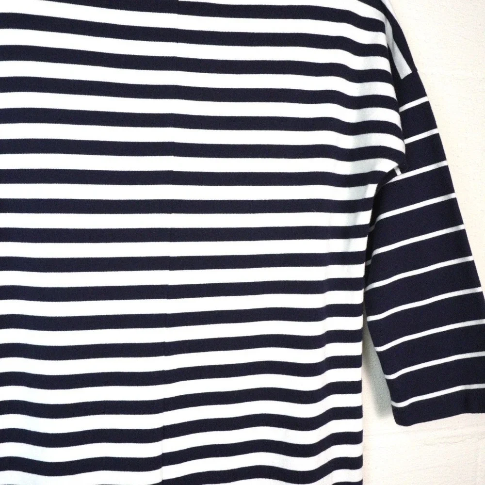 J.Crew Nautical Stripe Sleeved Shift Dress Blue‎ White Sz XS EUC Yacht Vacation